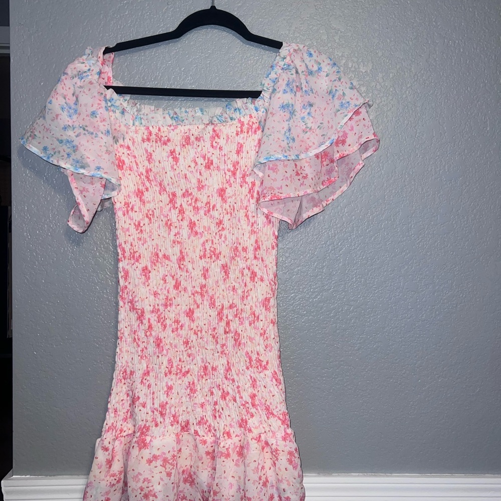 Floral Pink and Blue Dress